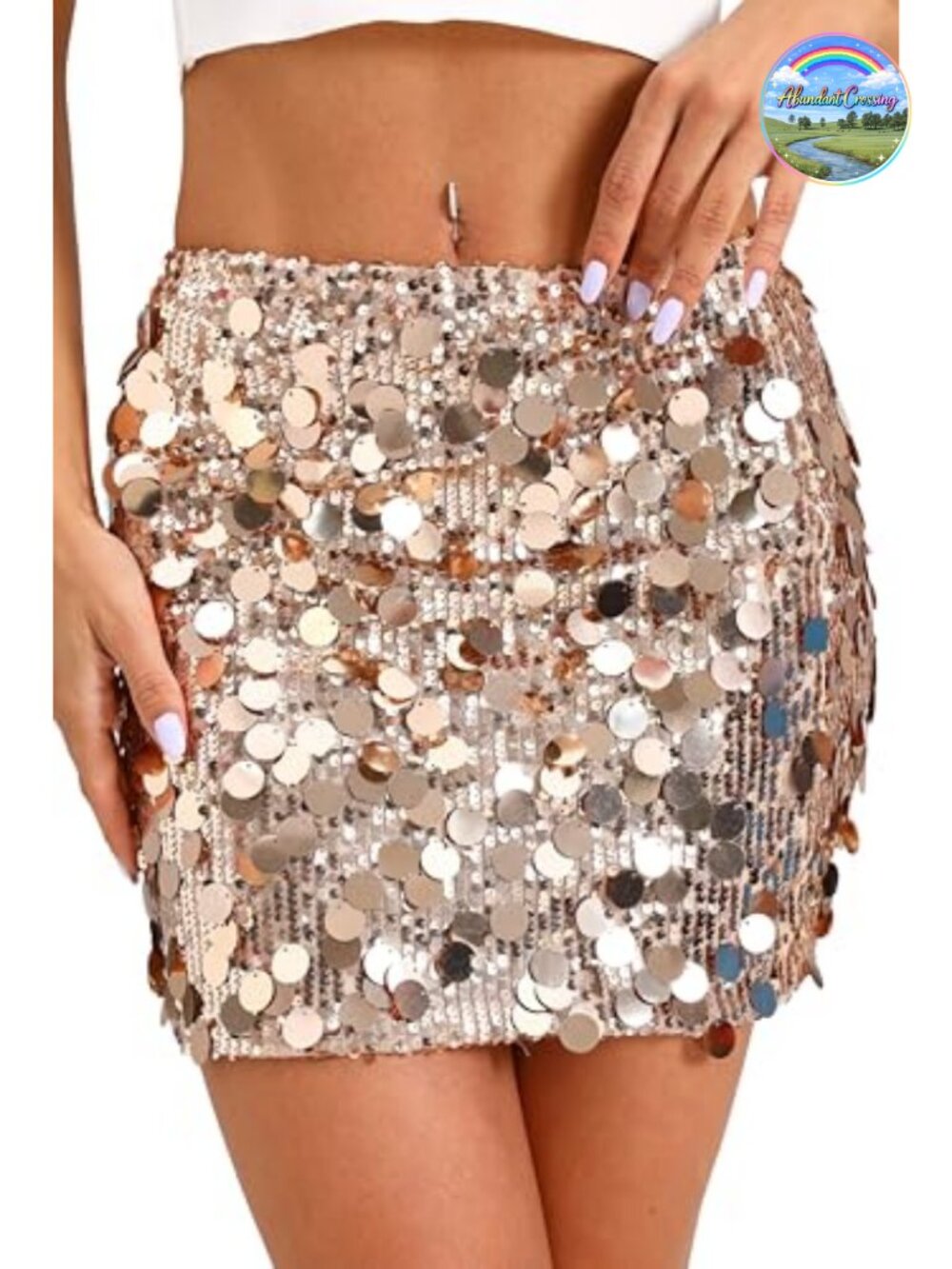 Sequin Mini Skirt High Waist Stretchy Slim Fit Party Clubwear
